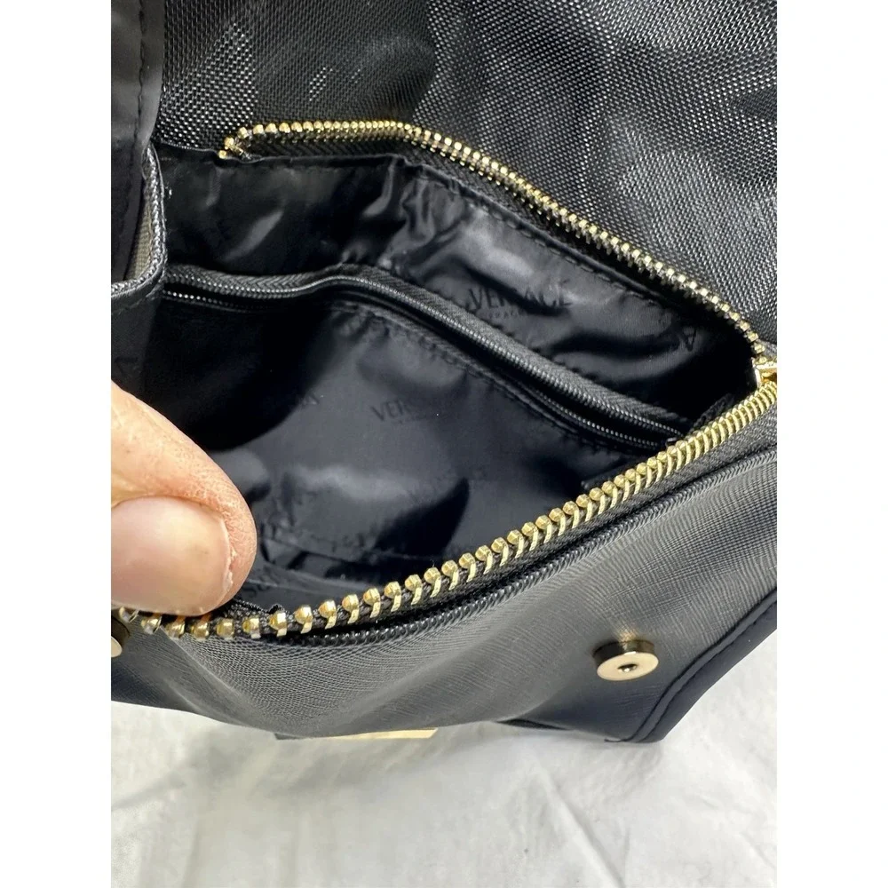Versace Fragrances Clutch Black Gold Cosmetic Case Pouch
